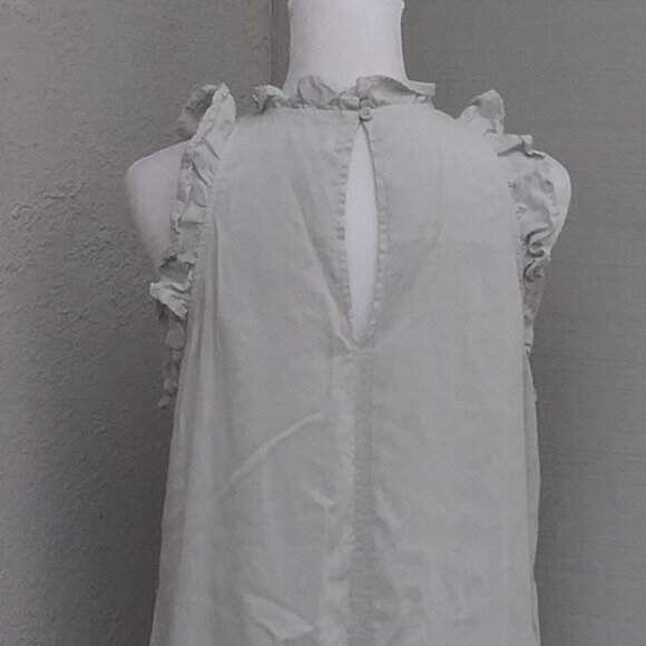 ANTHROPOLOGIE CLOTH & STONE Women's Dress S Tencel Blue Shift Ruffle Preppy - Picture 5 of 8